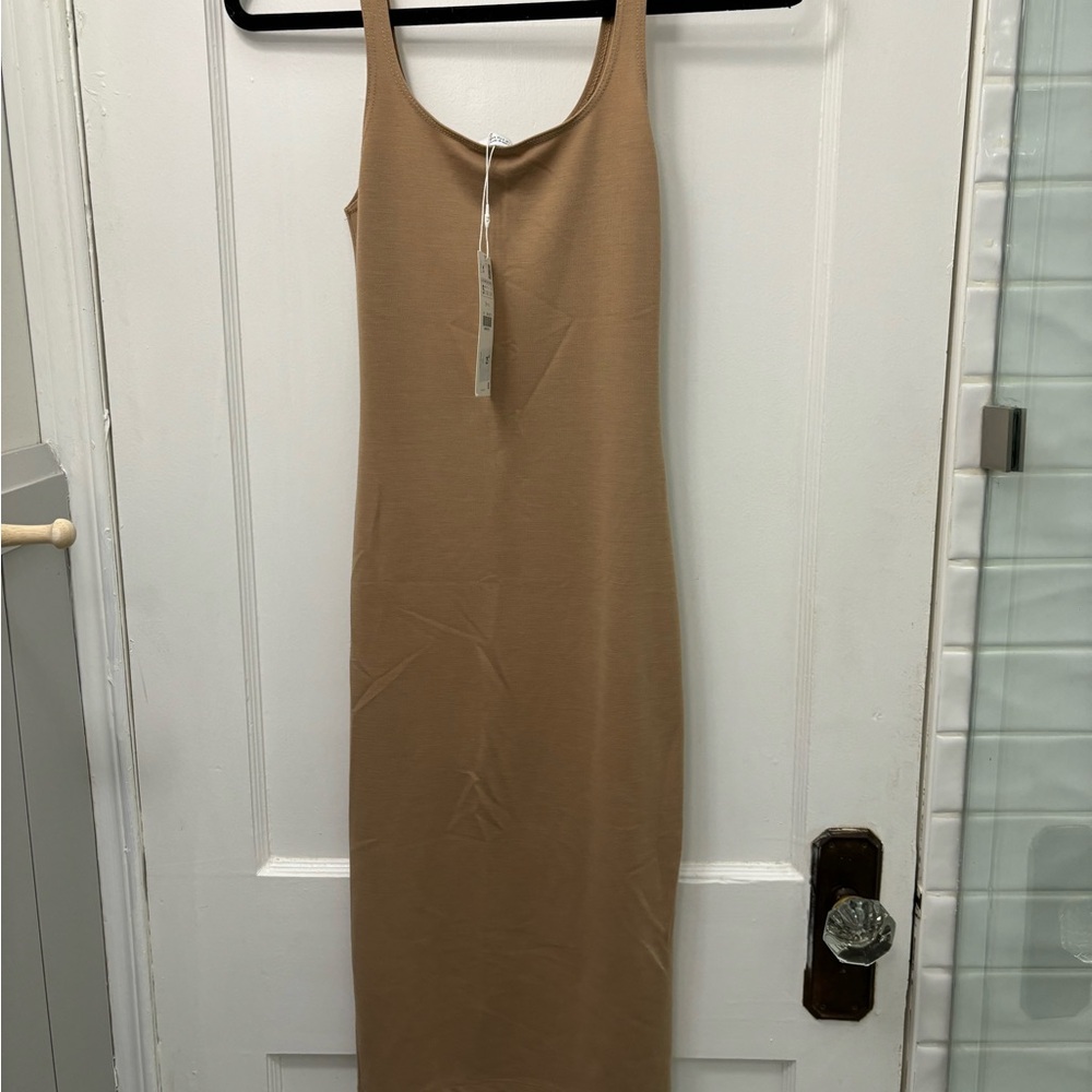 NWT ZARA Camel Jersey Tank MIDI Dress - Picture 3 of 6